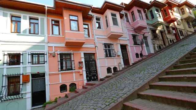 Colourful houses in Balat, Istanbul