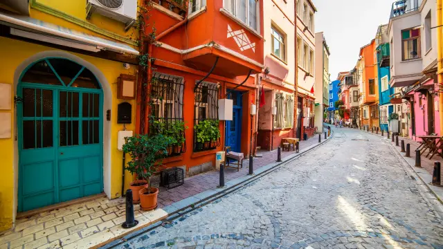Colourful houses in Balat, Istanbul