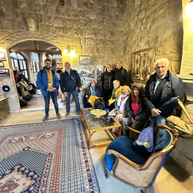 The lobby of a cave hotel in Cappadocia