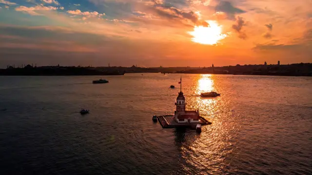 The Maiden's Tower at sunset, Istanbul
