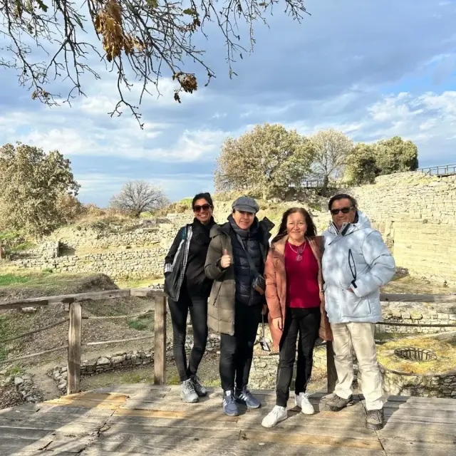 A tour group at the ruins of Troy