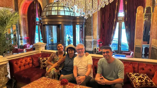 In the lobby of a historic hotel in Istanbul